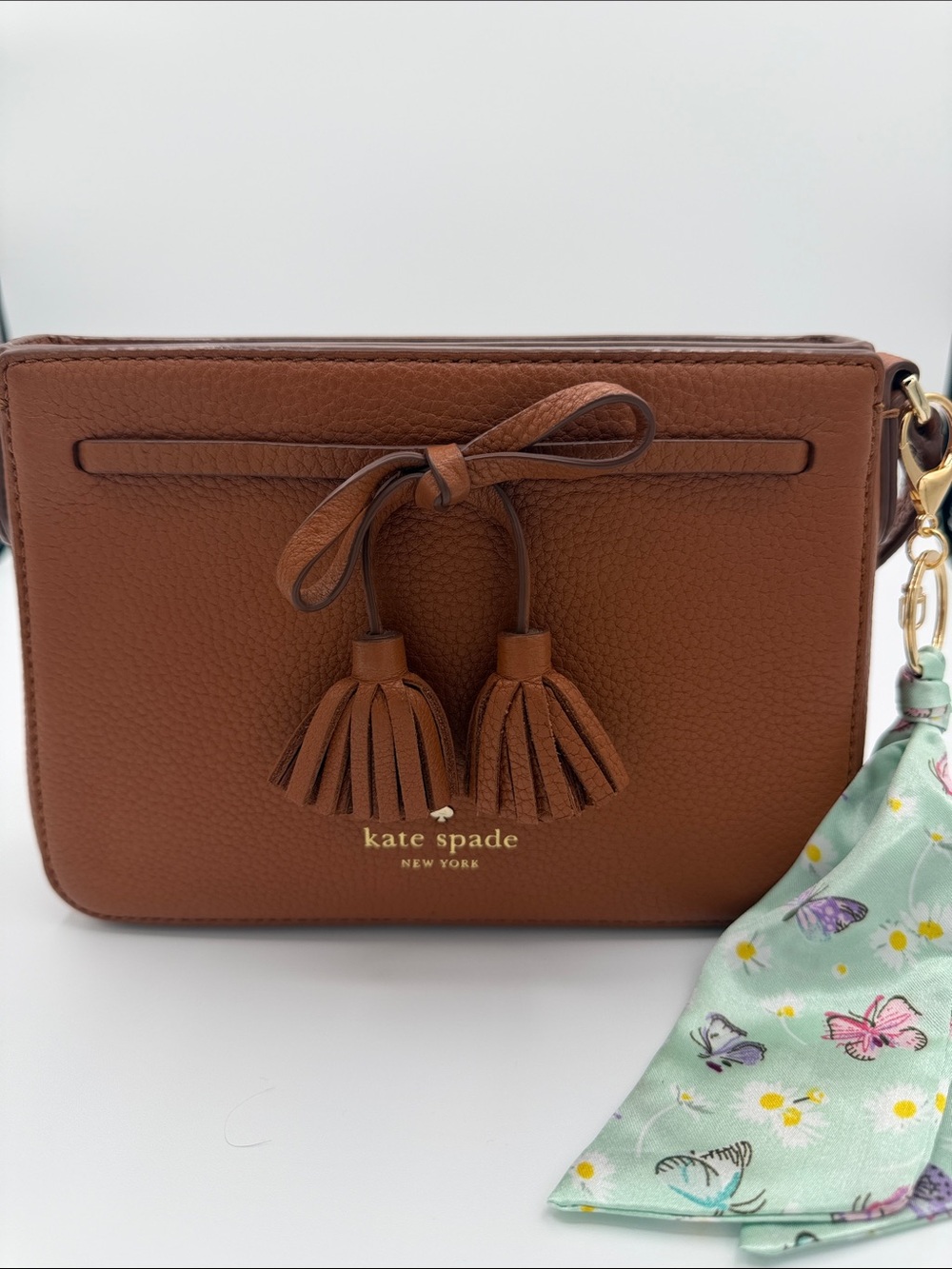 Kate Spade Brown Pebbled Leather Tassel Crossbody Bag - Picture 1 of 8